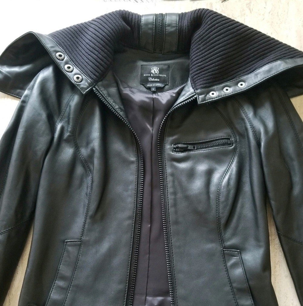 Rock & Republic 100% Authentic Leather Jacket Sm - Picture 3 of 5